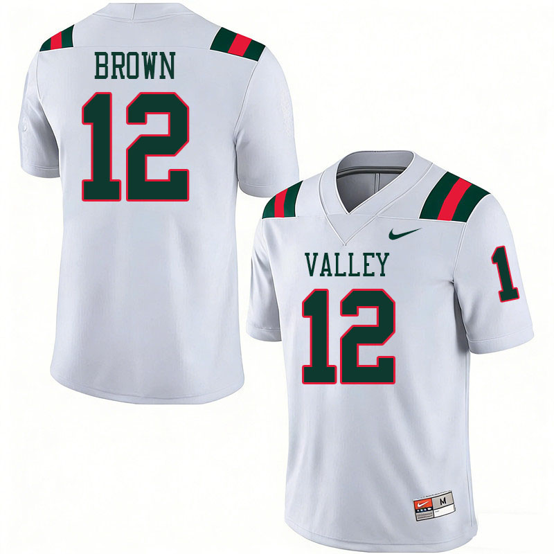 Mississippi Valley State Delta Devils #12 Josh Brown College Football Jerseys,Uniforms Stitched-Whit